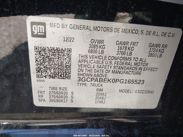 Chevrolet Silverado 1500 2wd Short Bed Custom 2023 3GCPABEK0PG165523 Image 9