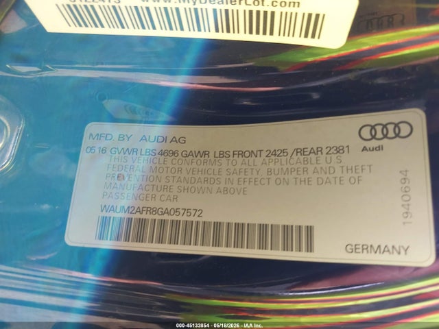 Aukcja sprzedaży 2016 Audi A5 2.0t Premium, vin: WAUM2AFR8GA057572, numer aukcji: 45133854