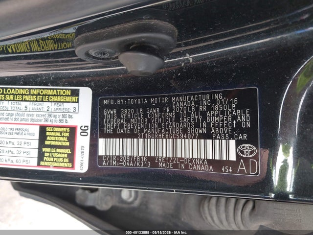 Продажа на аукционе авто 2016 Toyota Corolla Le, vin: 2T1BURHE8GC594077, номер лота: 45133885