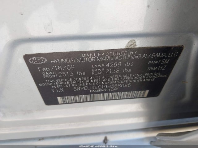 Продаж на аукціоні авто 2009 Hyundai Sonata Limited, vin: 5NPEU46C19H568096, номер лоту: 45133893