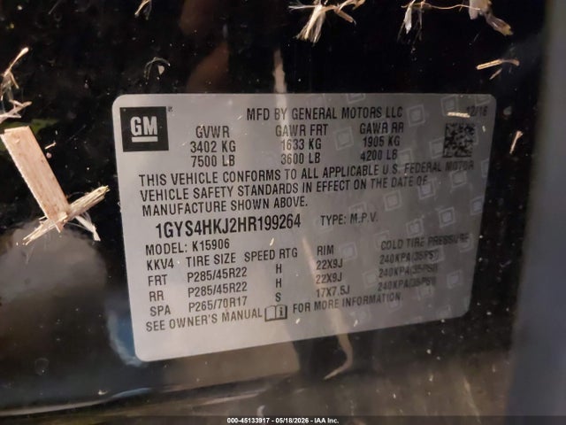 Aukcja sprzedaży 2017 Cadillac Escalade Esv Luxury, vin: 1GYS4HKJ2HR199264, numer aukcji: 45133917
