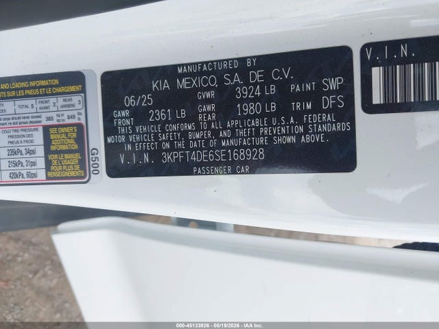 3KPFT4DE6SE168928 KIA K4 Lxs