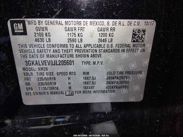 Продаж на аукціоні авто 2018 Gmc Terrain Slt, vin: 3GKALVEV0JL205601, номер лоту: 45133956