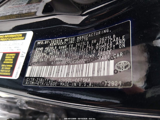 4T1BF1FK7HU635772 Toyota CAMRY SE