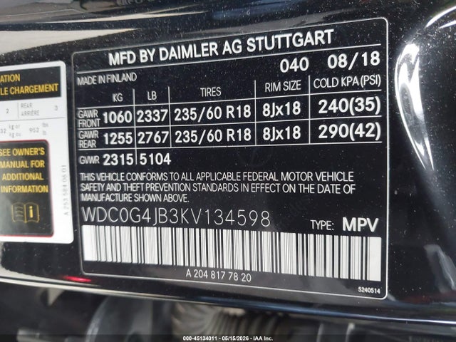 WDC0G4JB3KV134598 Mercedes-Benz GLC 300