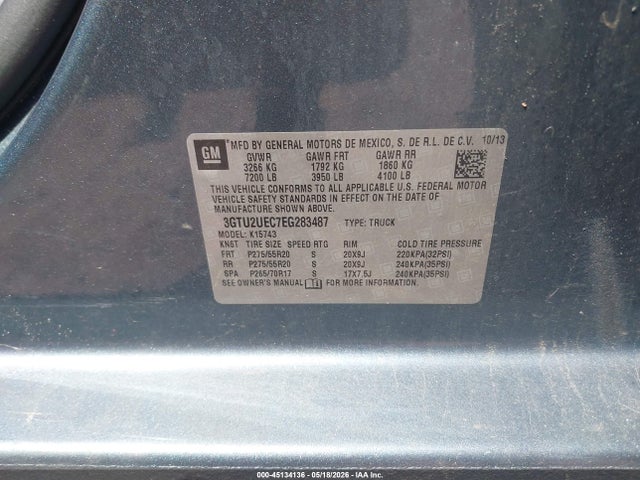 2014 Gmc Sierra 1500 Sle მანქანა იყიდება აუქციონზე, vin: 3GTU2UEC7EG283487, აუქციონის ნომერი: 45134136
