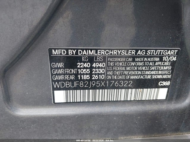 Продаж на аукціоні авто 2005 Mercedes-benz E 320 4matic, vin: WDBUF82J95X176322, номер лоту: 45134166