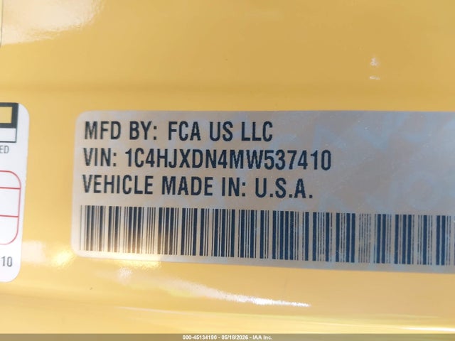 1C4HJXDN4MW537410 Jeep Wrangler Unlimited Sport 4x4