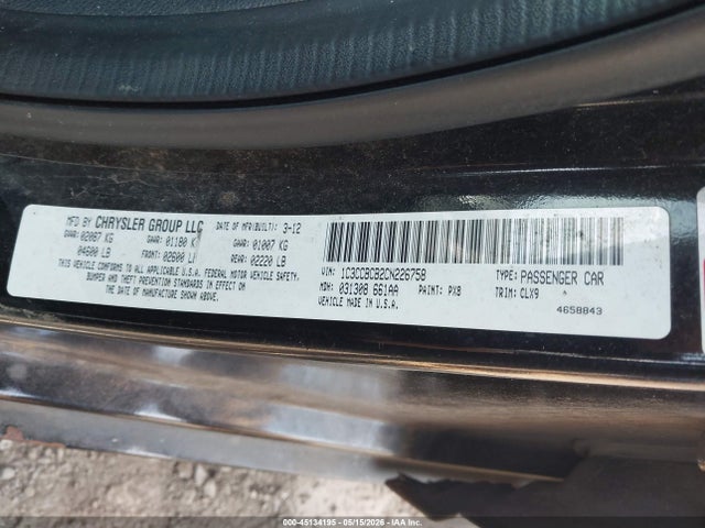 Продажа на аукционе авто 2012 Chrysler 200 Limited, vin: 1C3CCBCB2CN226758, номер лота: 45134195