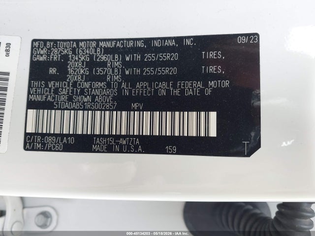 Продаж на аукціоні авто 2024 Toyota Grand Highlander Hybrid Platinum Max, vin: 5TDADAB51RS002857, номер лоту: 45134203