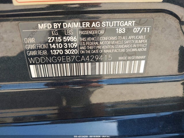 Aukcja sprzedaży 2012 Mercedes-benz S 550 4matic, vin: WDDNG9EB7CA429415, numer aukcji: 45134259