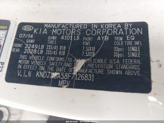 Продаж на аукціоні авто 2015 Kia Soul !, vin: KNDJX3A58F7126831, номер лоту: 45134301