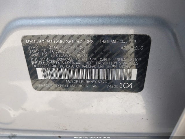 ML32F3FJ9HHF05370 Mitsubishi Mirage G4 Es