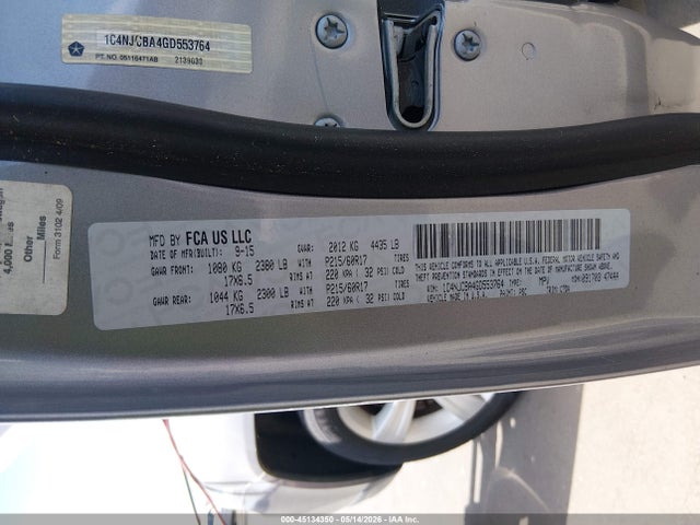 Продаж на аукціоні авто 2016 Jeep Compass Sport, vin: 1C4NJCBA4GD553764, номер лоту: 45134350