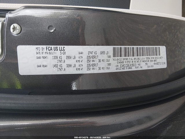 Auction sale of the 2020 Chrysler Voyager Lx, vin: 2C4RC1CG8LR195613, lot number: 45134376