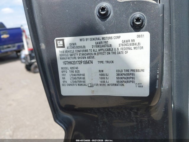 Aukcja sprzedaży 2002 Gmc Sierra 2500hd Sle, vin: 1GTHK23172F106474, numer aukcji: 45134458