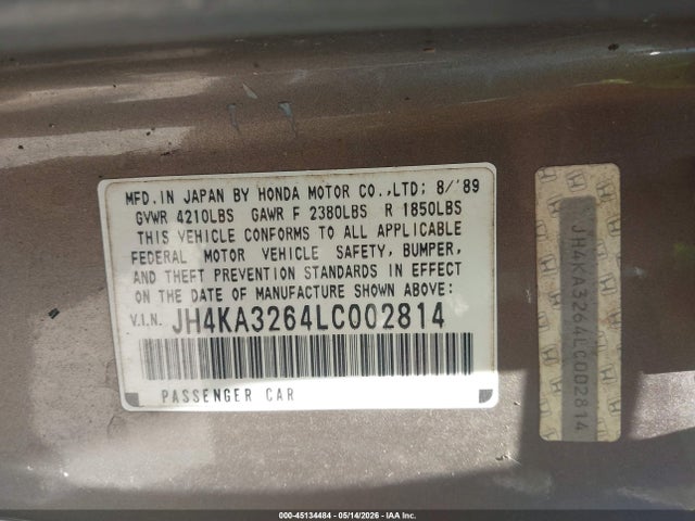 Продаж на аукціоні авто 1990 Acura Legend L, vin: JH4KA3264LC002814, номер лоту: 45134484