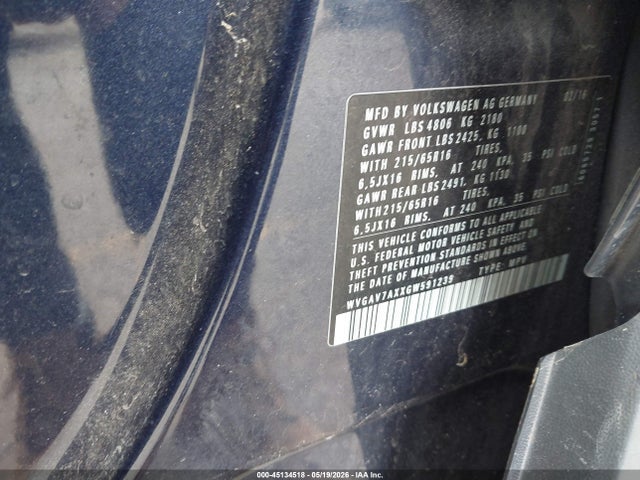 Продаж на аукціоні авто 2016 Volkswagen Tiguan S, vin: WVGAV7AXXGW591239, номер лоту: 45134518