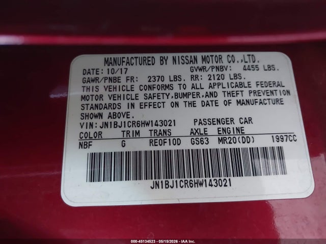 JN1BJ1CR6HW143021 Nissan Rogue Sport Sv