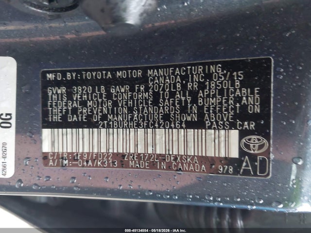 Продаж на аукціоні авто 2015 Toyota Corolla S, vin: 2T1BURHE3FC420464, номер лоту: 45134554