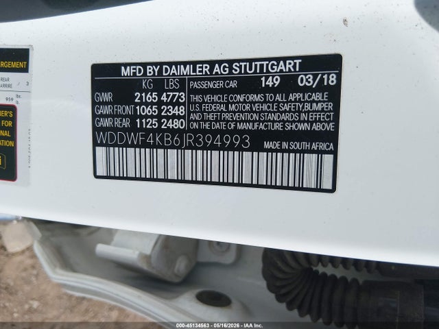 Aukcja sprzedaży 2018 Mercedes-benz C 300 4matic, vin: WDDWF4KB6JR394993, numer aukcji: 45134563