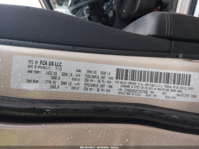 1C4RDHAG2FC937459 Dodge Durango Sxt
