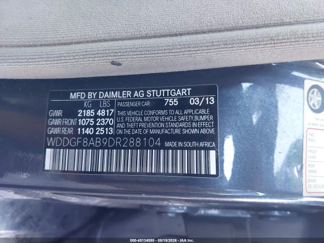 Aukcja sprzedaży 2013 Mercedes-benz C 300 Sport 4matic, vin: WDDGF8AB9DR288104, numer aukcji: 45134595