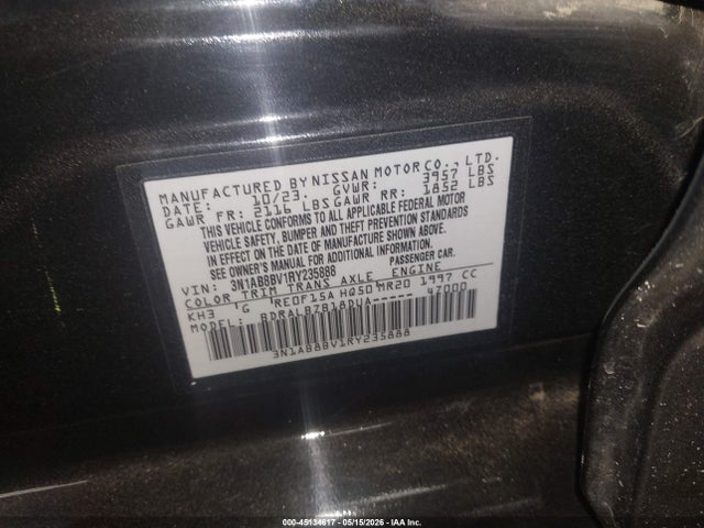 Auction sale of the 2024 Nissan Sentra S Xtronic Cvt, vin: 3N1AB8BV1RY235888, lot number: 45134617