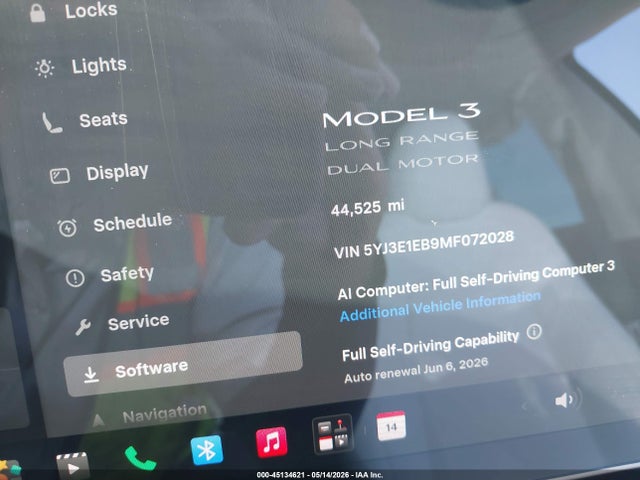Aukcja sprzedaży 2021 Tesla Model 3 Long Range, vin: 5YJ3E1EB9MF072028, numer aukcji: 45134621