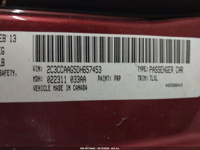 45134642 :رقم المزاد ، 2C3CCAAG5DH657453 vin ، 2013 Chrysler 300 Motown مزاد بيع