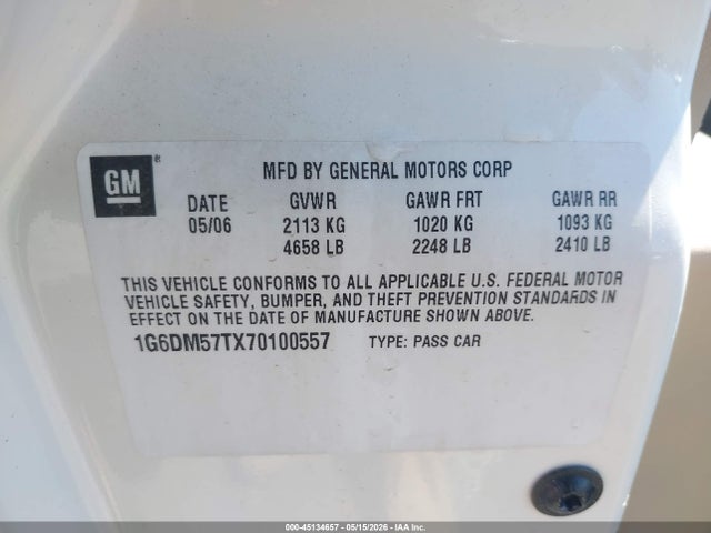 Aukcja sprzedaży 2007 Cadillac Cts Standard, vin: 1G6DM57TX70100557, numer aukcji: 45134657