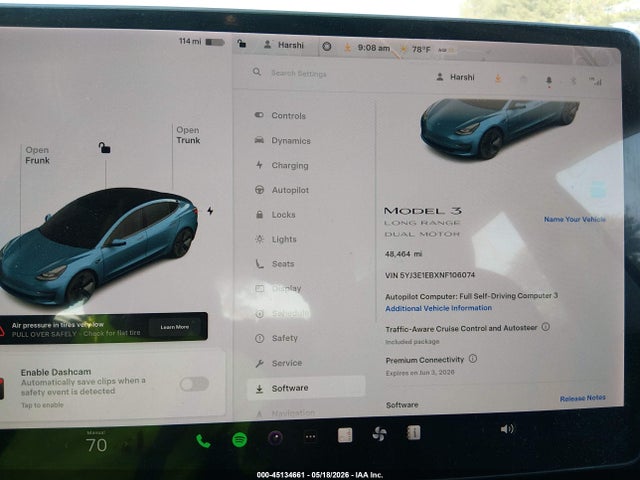 Продаж на аукціоні авто 2022 Tesla Model 3 Long Range Dual Motor All-wheel Drive, vin: 5YJ3E1EBXNF106074, номер лоту: 45134661