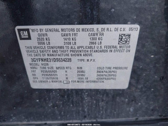 Продаж на аукціоні авто 2013 Cadillac Srx Performance Collection, vin: 3GYFNHE31DS634228, номер лоту: 45134672
