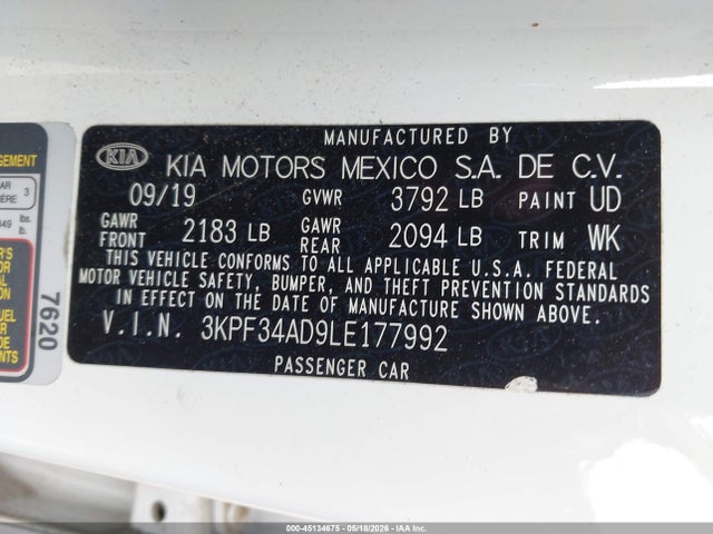 KIA Forte Gt-line 2020 3KPF34AD9LE177992 Image 9