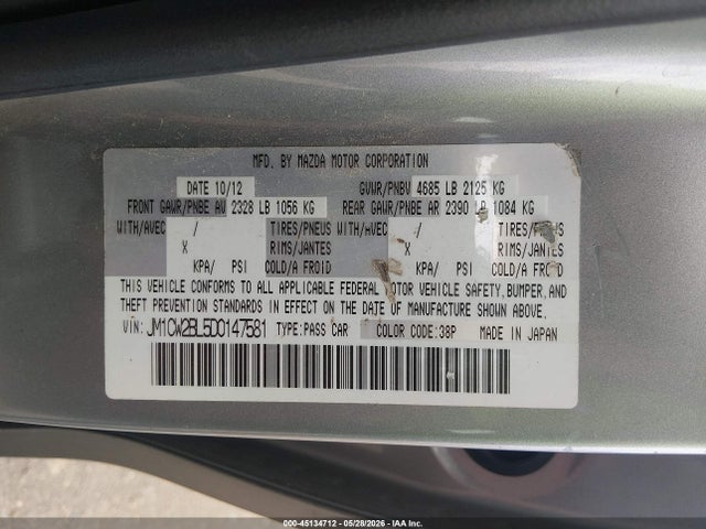 Продажа на аукционе авто 2013 Mazda Mazda5 Sport, vin: JM1CW2BL5D0147581, номер лота: 45134712
