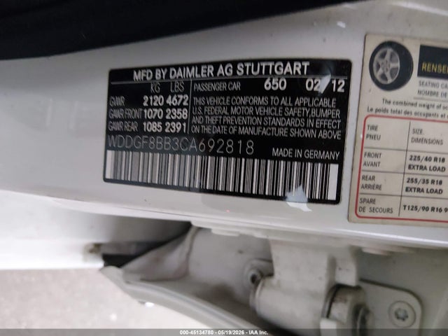 Aukcja sprzedaży 2012 Mercedes-benz C 300 Sport 4matic, vin: WDDGF8BB3CA692818, numer aukcji: 45134780