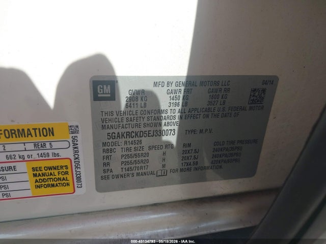 Aukcja sprzedaży 2014 Buick Enclave Premium, vin: 5GAKRCKD5EJ330073, numer aukcji: 45134793