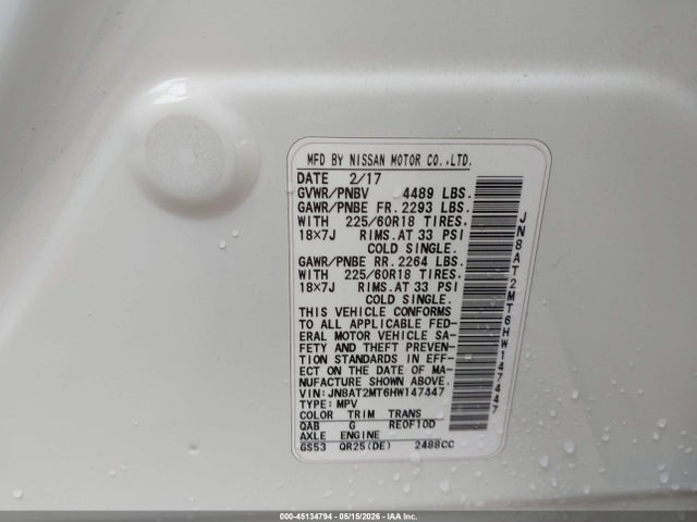 Nissan Rogue Sl 2017 JN8AT2MT6HW147447 Image 9