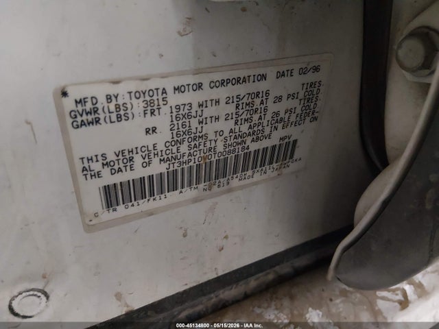 Aukcja sprzedaży 1996 Toyota Rav4, vin: JT3HP10V0T0088184, numer aukcji: 45134800