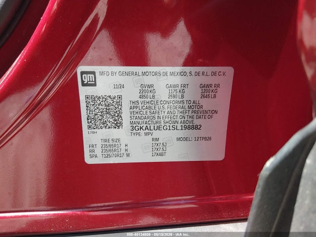 Aukcja sprzedaży 2025 Gmc Terrain Awd Elevation, vin: 3GKALUEG1SL198882, numer aukcji: 45134808