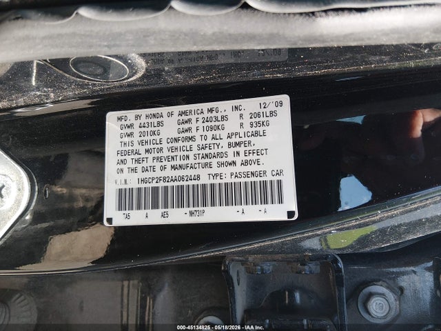 Продаж на аукціоні авто 2010 Honda Accord 2.4 Ex-l, vin: 1HGCP2F82AA062448, номер лоту: 45134825