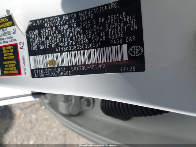 45134855 :رقم المزاد ، 4T1BK3DB5BU396594 vin ، 2011 Toyota Avalon Limited مزاد بيع
