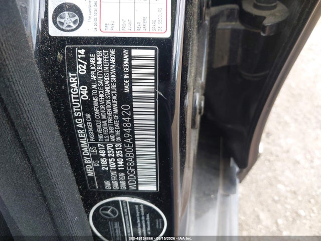 45134866 :رقم المزاد ، WDDGF8AB0EA948420 vin ، 2014 Mercedes-benz C 300 Sport 4matic مزاد بيع