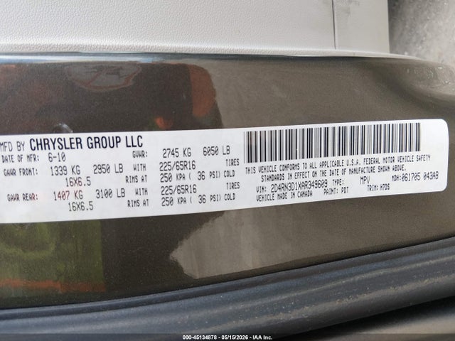 Продажа на аукционе авто 2010 Dodge Grand Caravan Hero, vin: 2D4RN3D1XAR349609, номер лота: 45134878