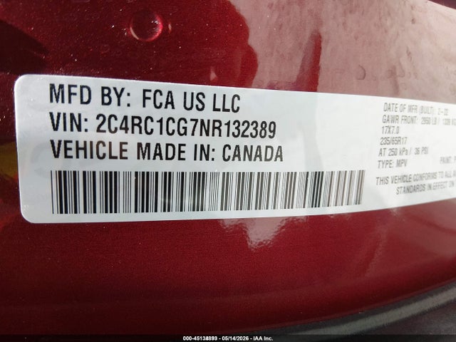 Chrysler Voyager Lx 2022 2C4RC1CG7NR132389 Image 9