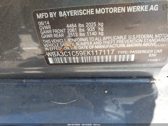 2014 Bmw 328i მანქანა იყიდება აუქციონზე, vin: WBA3C1C59EK117117, აუქციონის ნომერი: 45134938