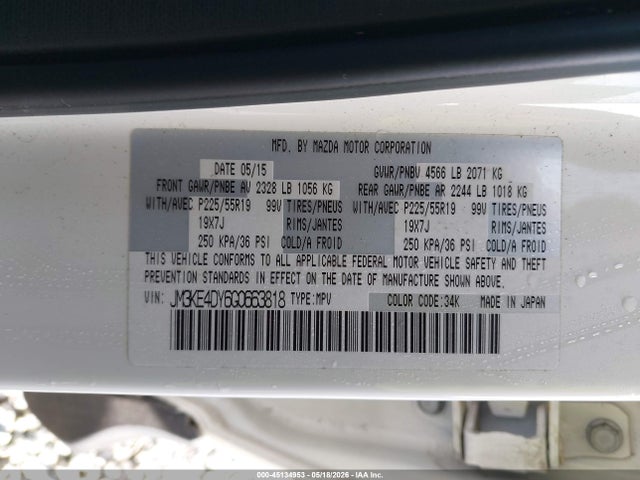 Auction sale of the 2016 Mazda Cx-5 Grand Touring, vin: JM3KE4DY6G0663818, lot number: 45134953