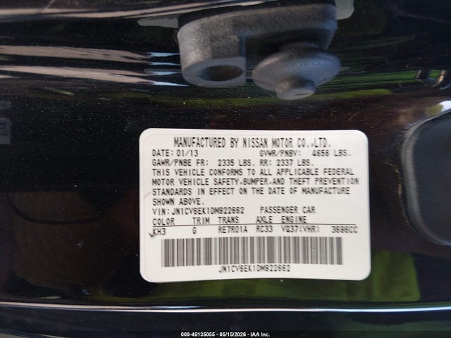 Продажа на аукционе авто 2013 Infiniti G37 Journey, vin: JN1CV6EK1DM922662, номер лота: 45135055