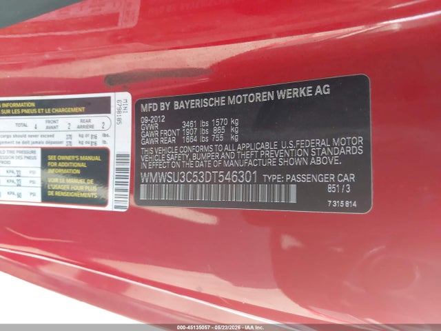 Продажа на аукционе авто 2013 Mini Hardtop Cooper, vin: WMWSU3C53DT546301, номер лота: 45135057