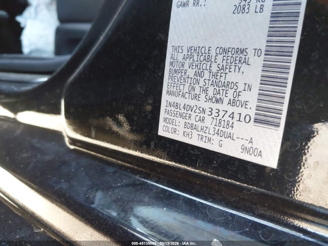 1N4BL4DV2SN337410 Nissan Altima Sv Fwd